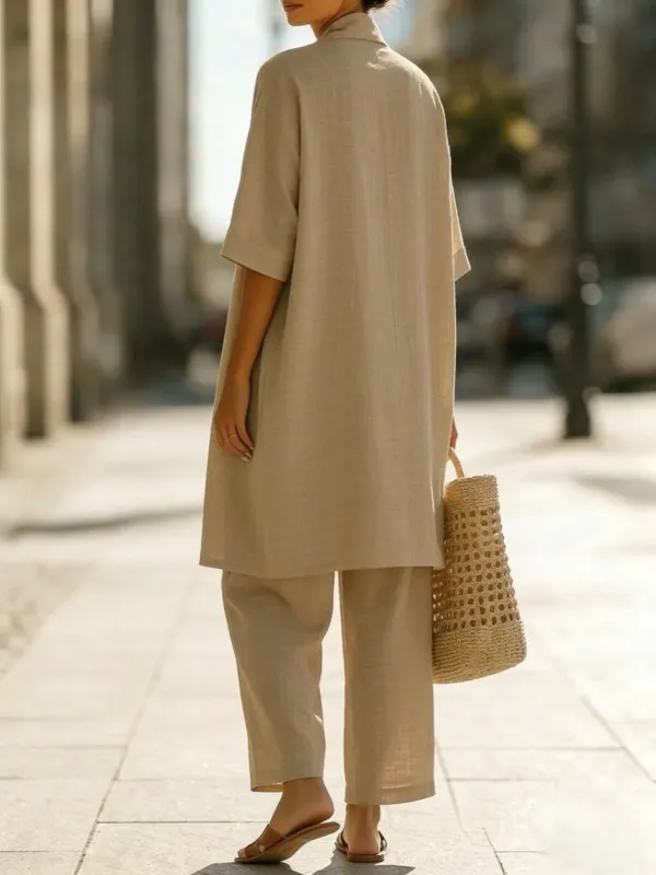 Minimalist Linen Cotton Three Piece Set - Suitable For Daily Wear