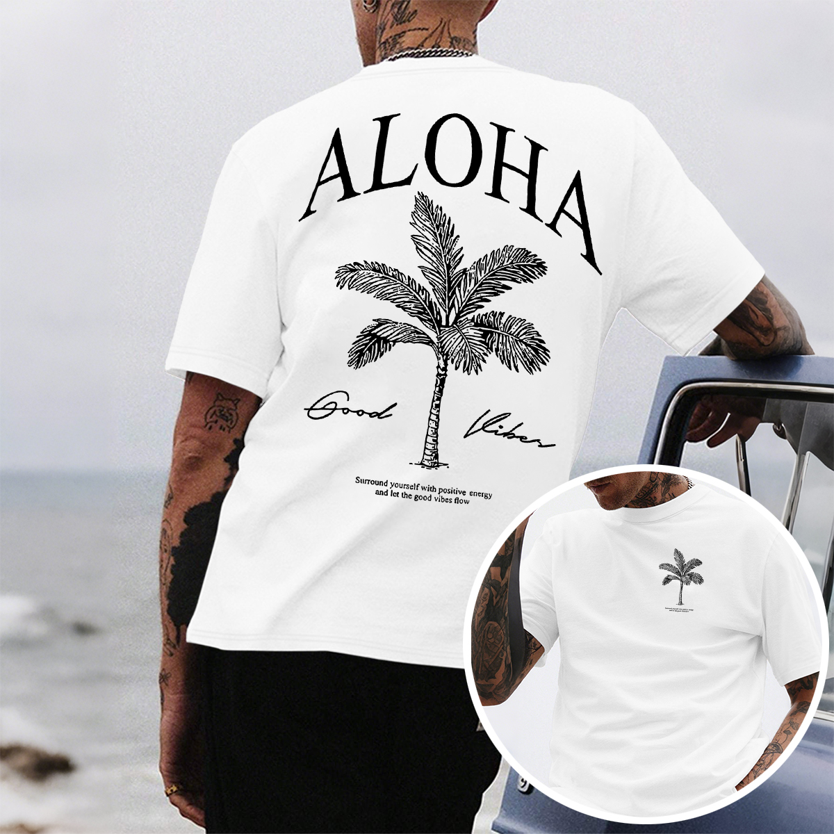 Coconut Tree Print Multi-Color Short Sleeves