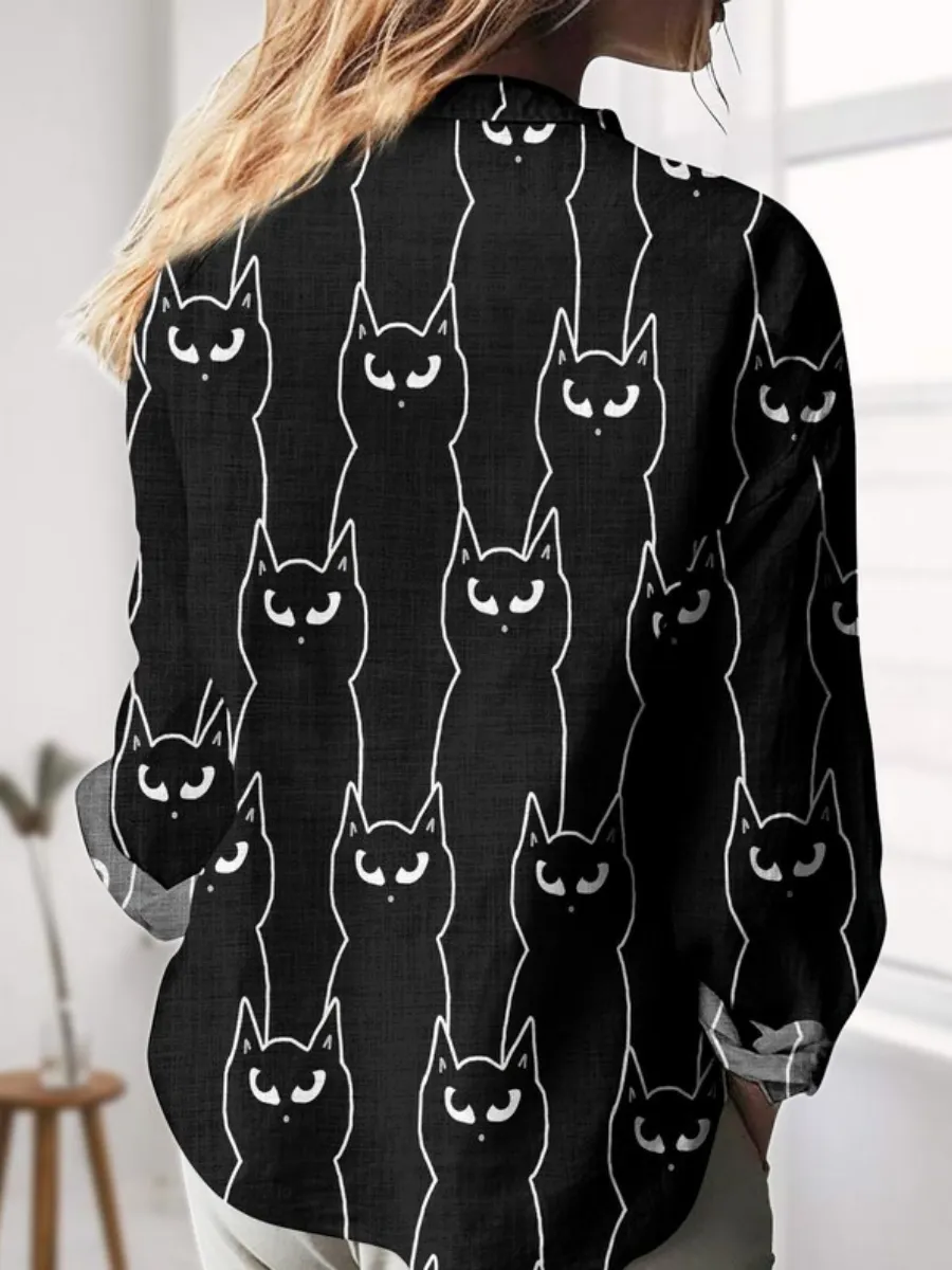 Minimal Cat Printed Shirt