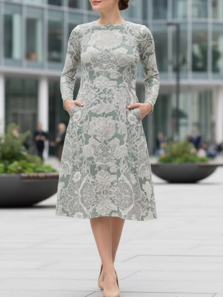 A-Line Lace Midi Dress