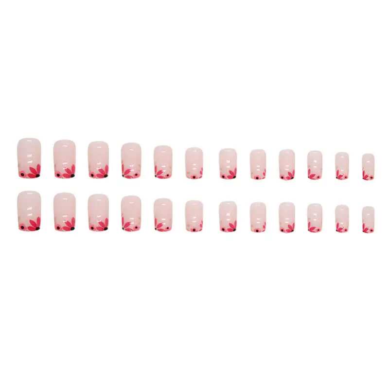 Nailhour 24Pcs Vintage Floral Short Squoval Press On Nails