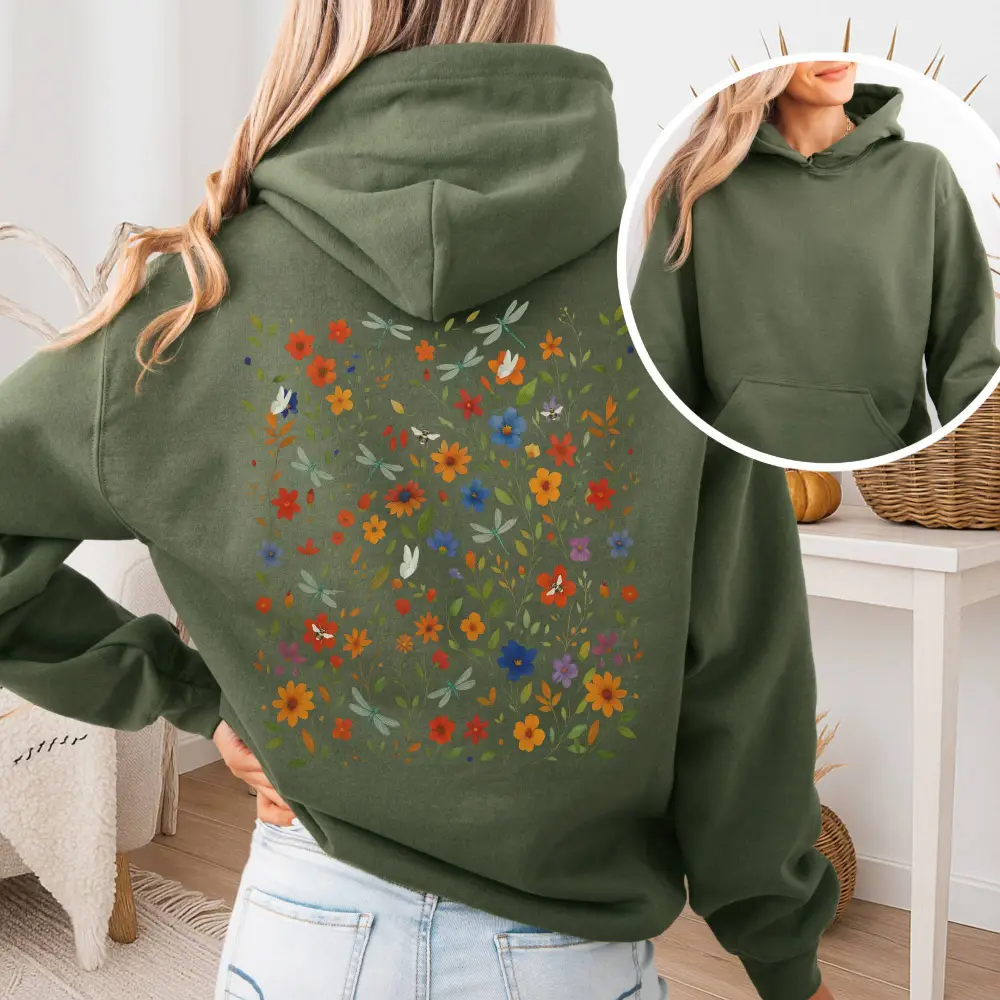 Dragonfly Meadow Hoodie – Whimsical Floral Tee