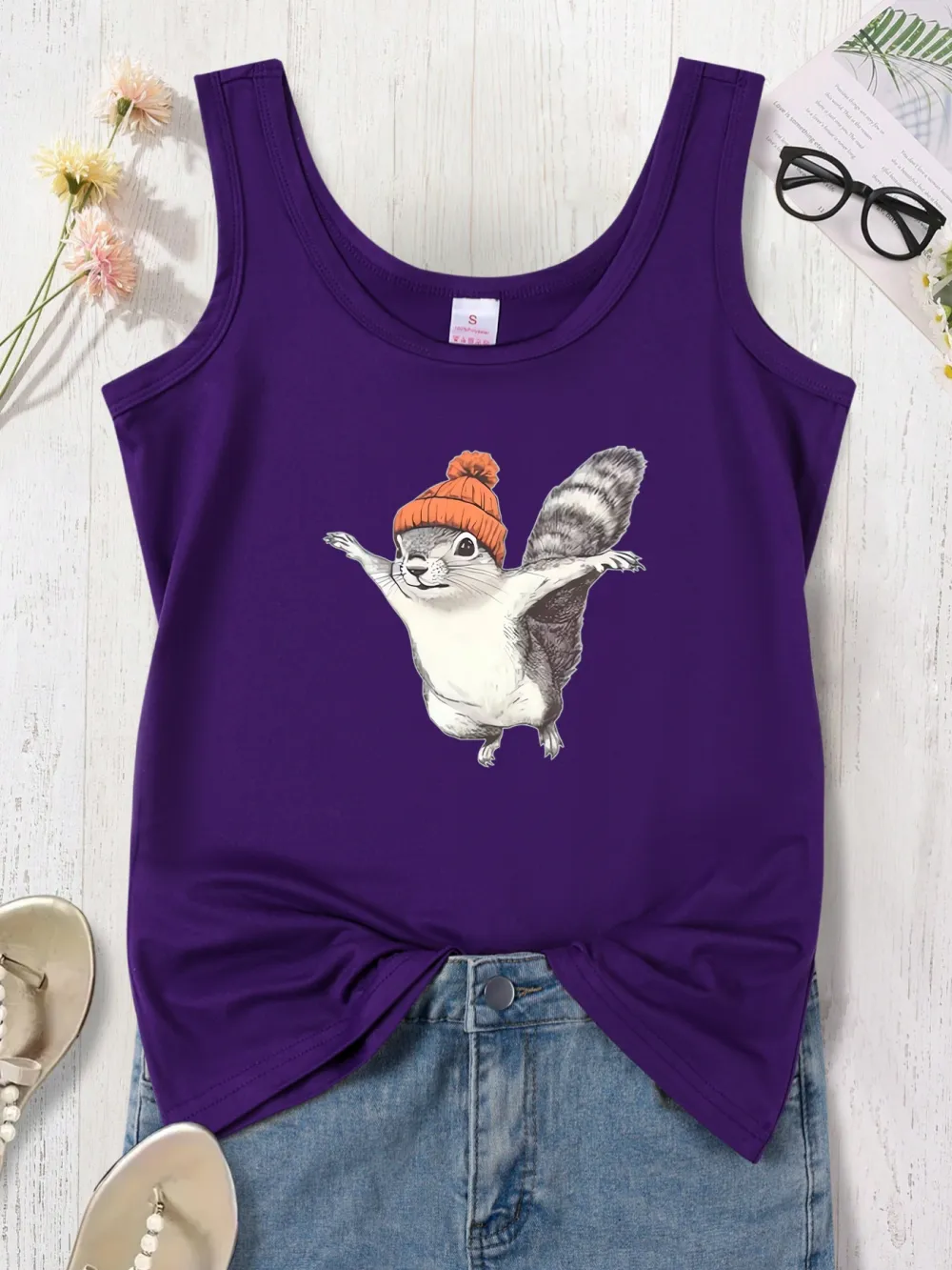 Squirrel Wearing A Hat Print Tank Top