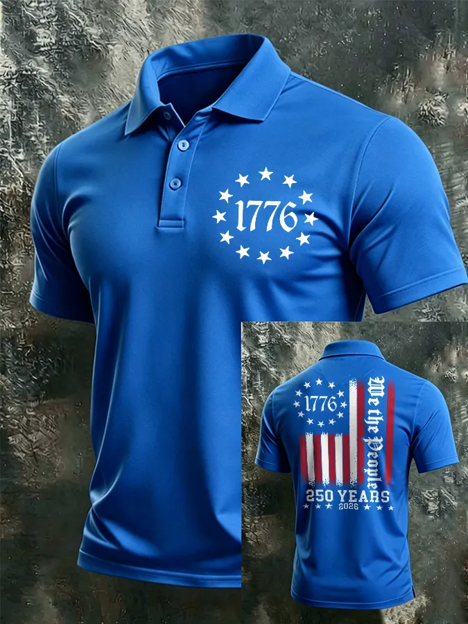 Men'S 250Th Anniversary Of The United States Print Polo Shirt