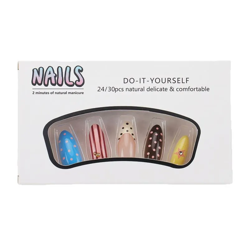 Nailhour 30Pcs 3D Vintage Rhinestone Medium Almond Press On Nails