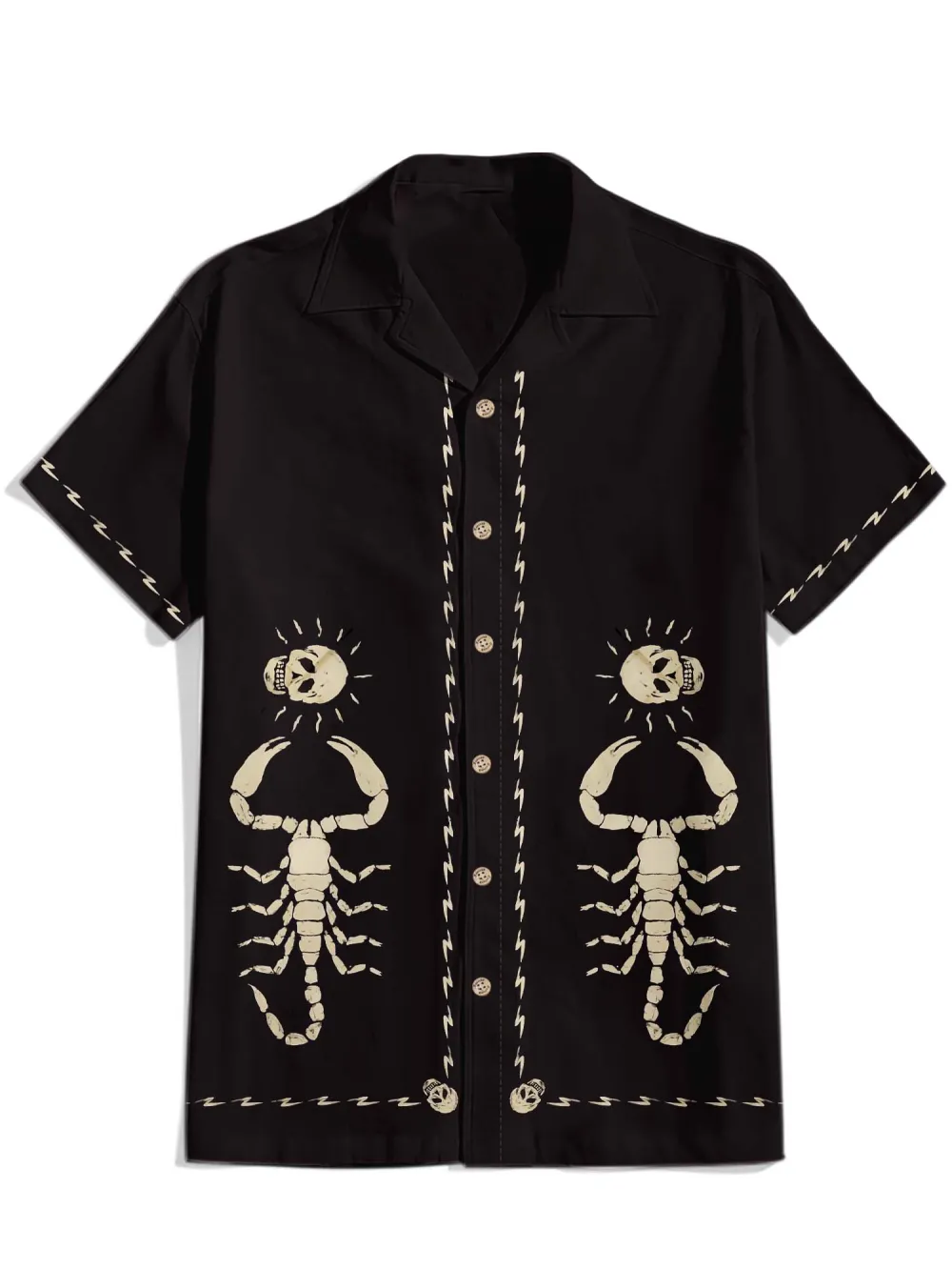 Skull And Scorpion - 100% Cotton Cuban Collar Shirt