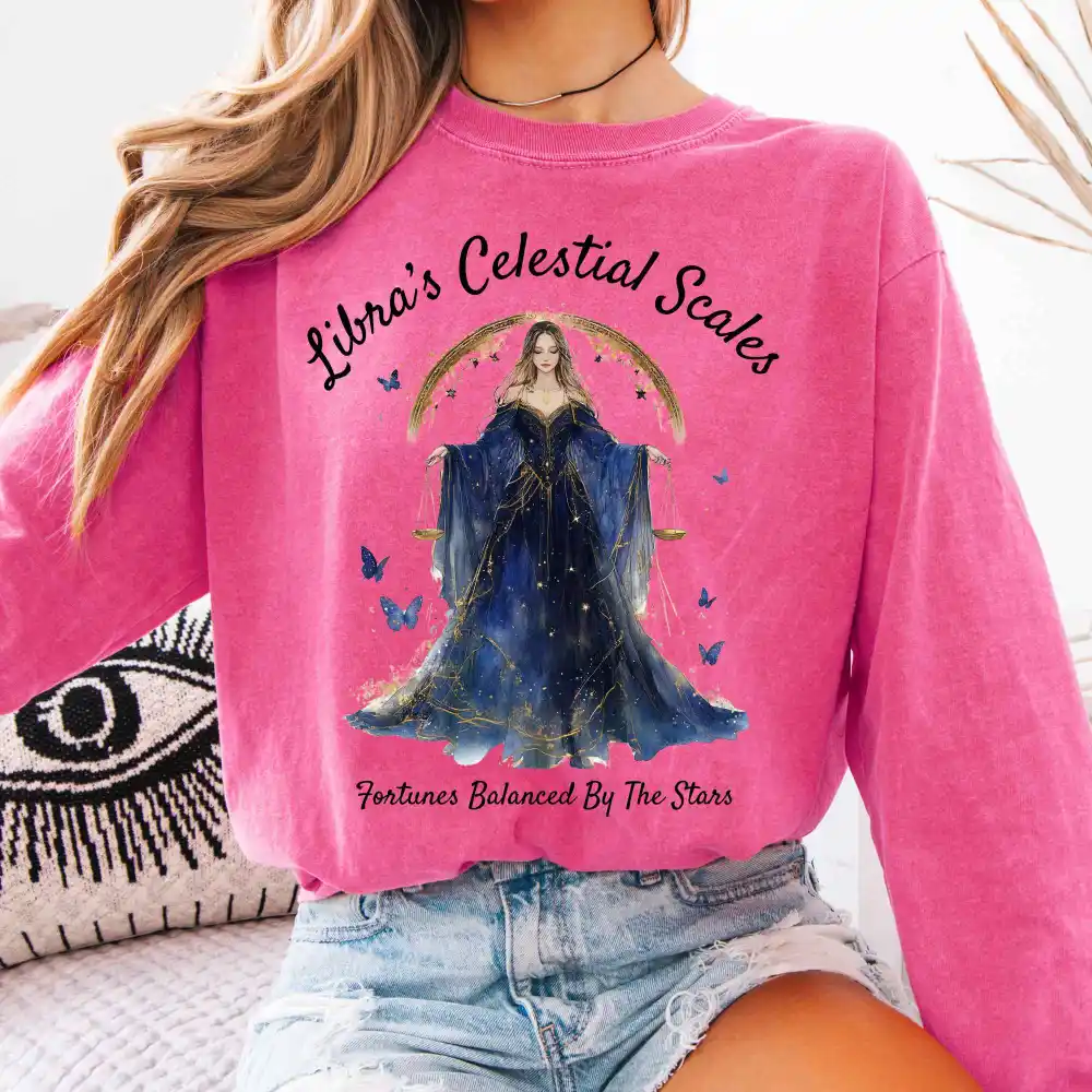 Libra's Celestial Scales Zodiac Long Sleeve Shirt