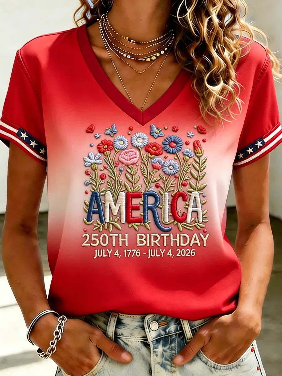 Women's 250th Anniversary Printed Short-Sleeved T-Shirt