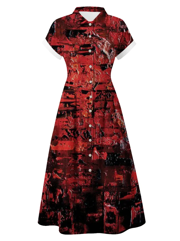 Women's Halloween Art Print Short Sleeve Dress