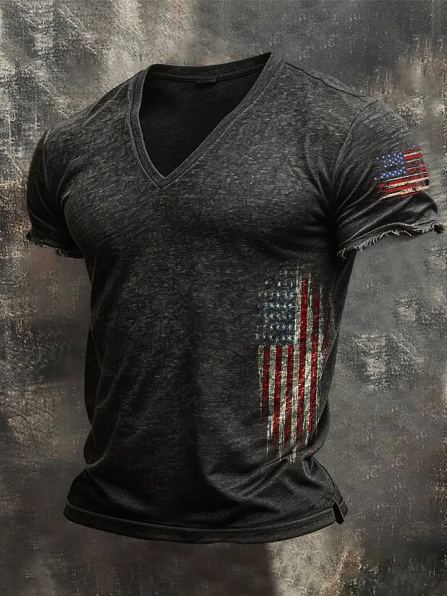 Men'S Retro Loose-Fitting Pure Cotton Comfortable Stretch Breathable T-Shirt