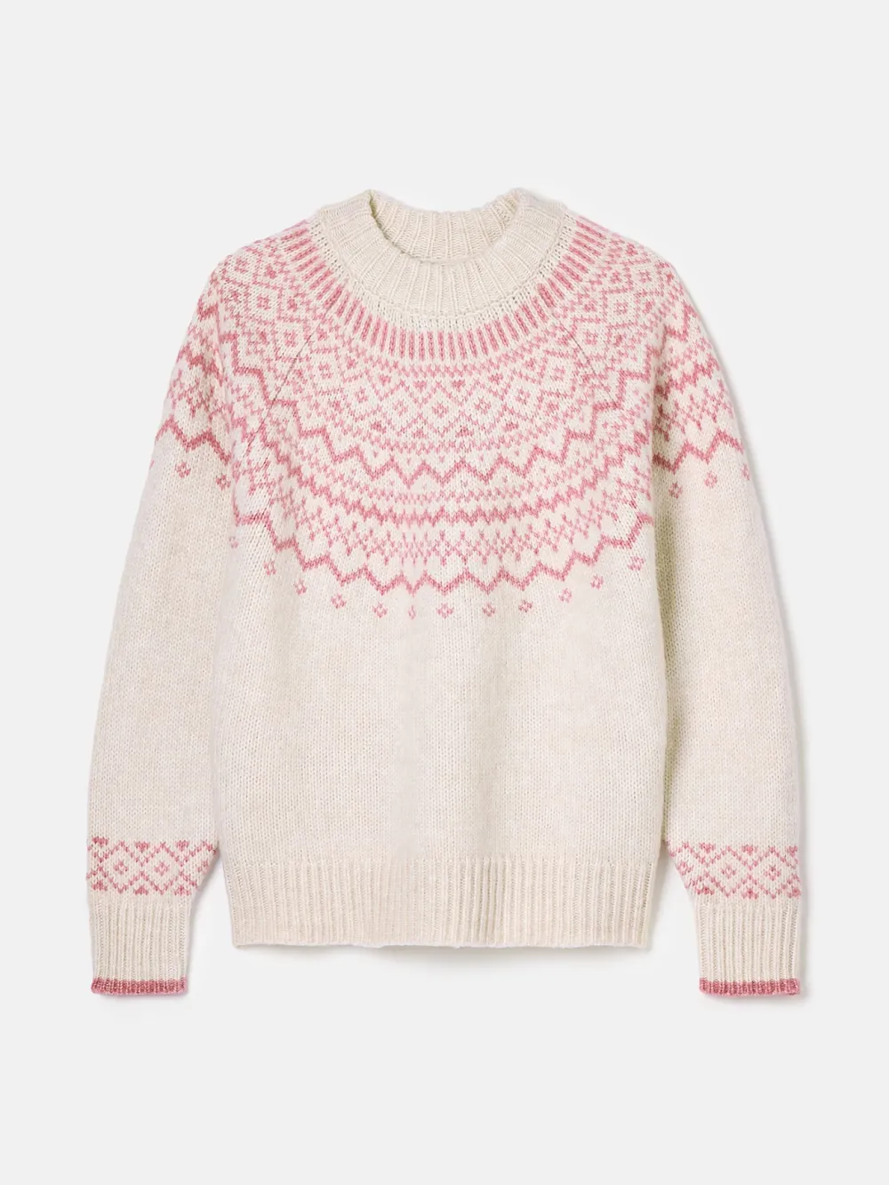 Cream Crew Neck Fairisle Pattern Jumper