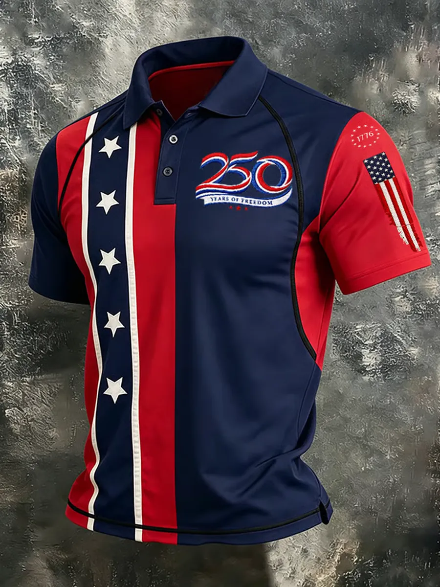 Men's patriotic printed polo shirt