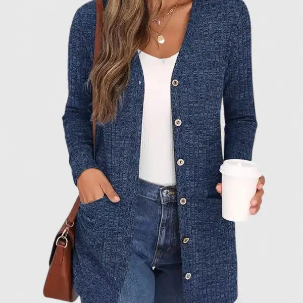 V-Neck Pocket Classic Cardigan