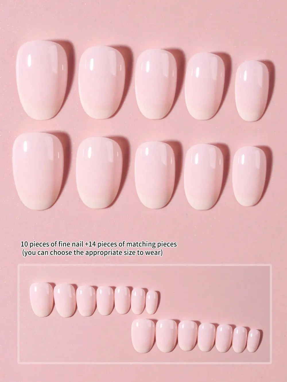 Nailhour 24Pcs French Medium Almond Minimalist Press On Nails