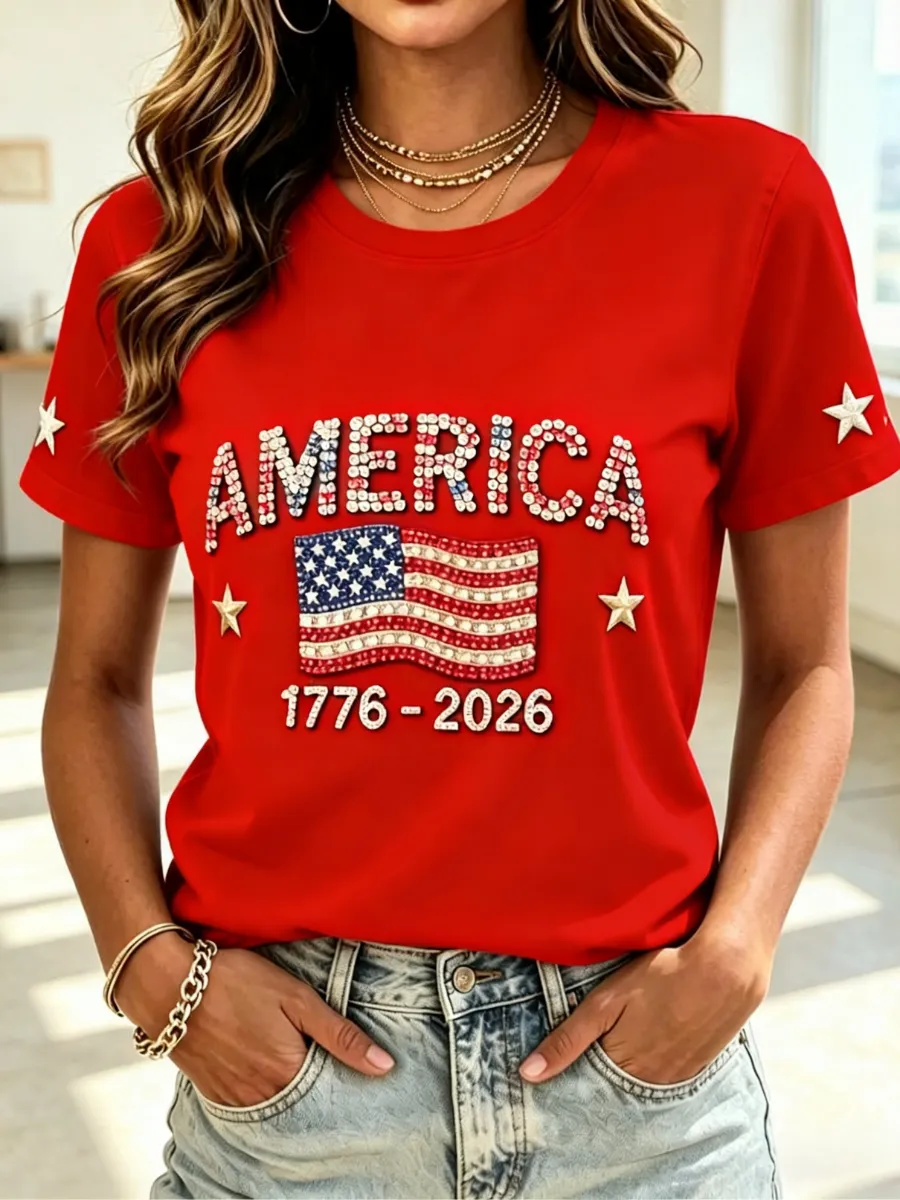 Women's Casual 250th Anniversary Independence Day Printed T-shirt