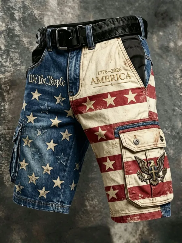 Men'S  Casual American 250Th Anniversary  Cargo Shorts