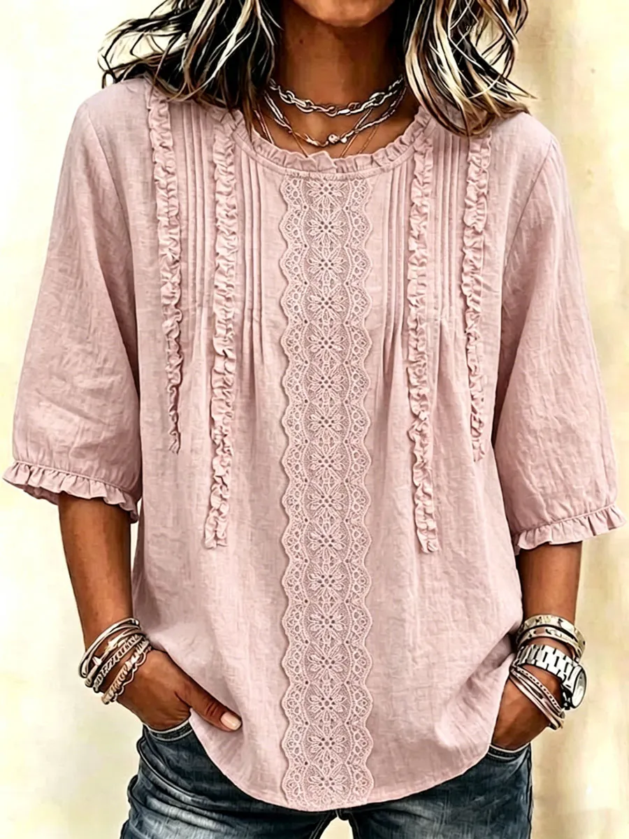 Women's Cotton And Linen  Art Print T-shirt