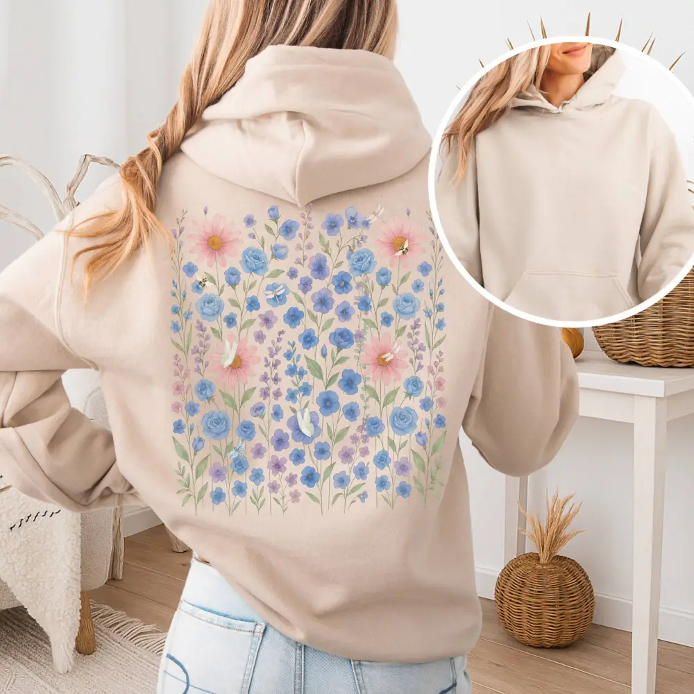 Blue Wildflower Hoodie