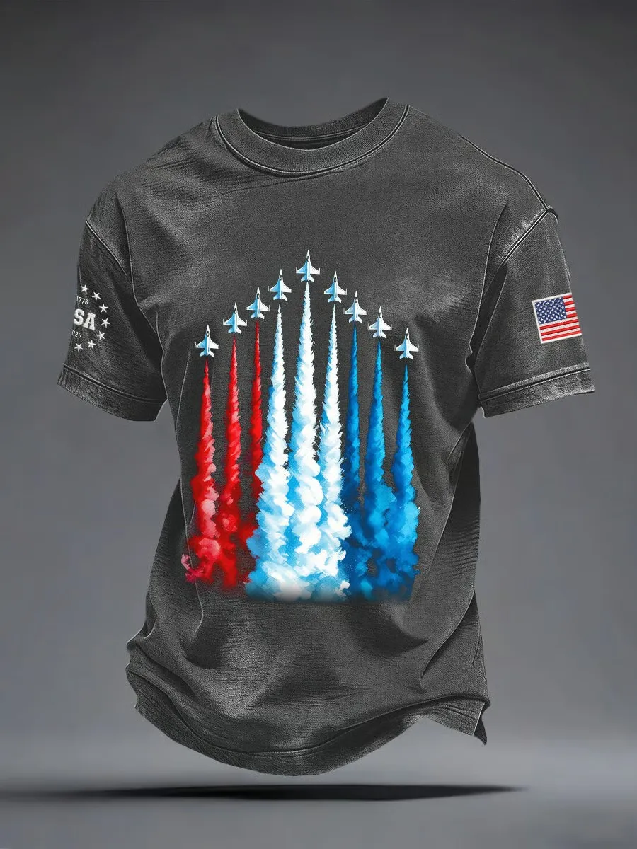 Men'S Independence Day Flag Printed T-Shirt