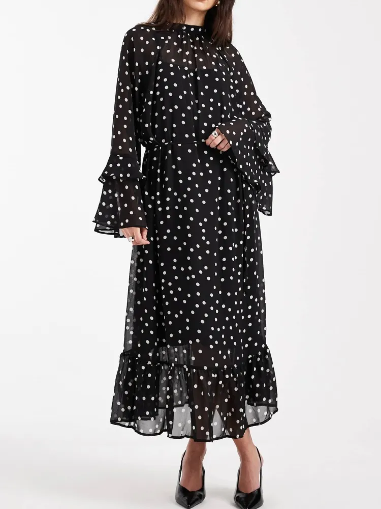 Ruffled Tie Front Maxi Dress