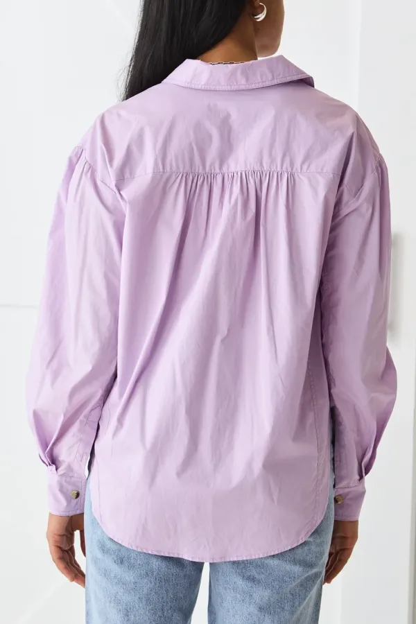 Lilac Poplin Drop Shoulder Shirt