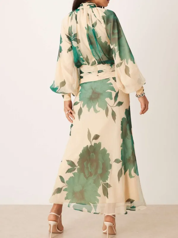 Printed High Neck Dress