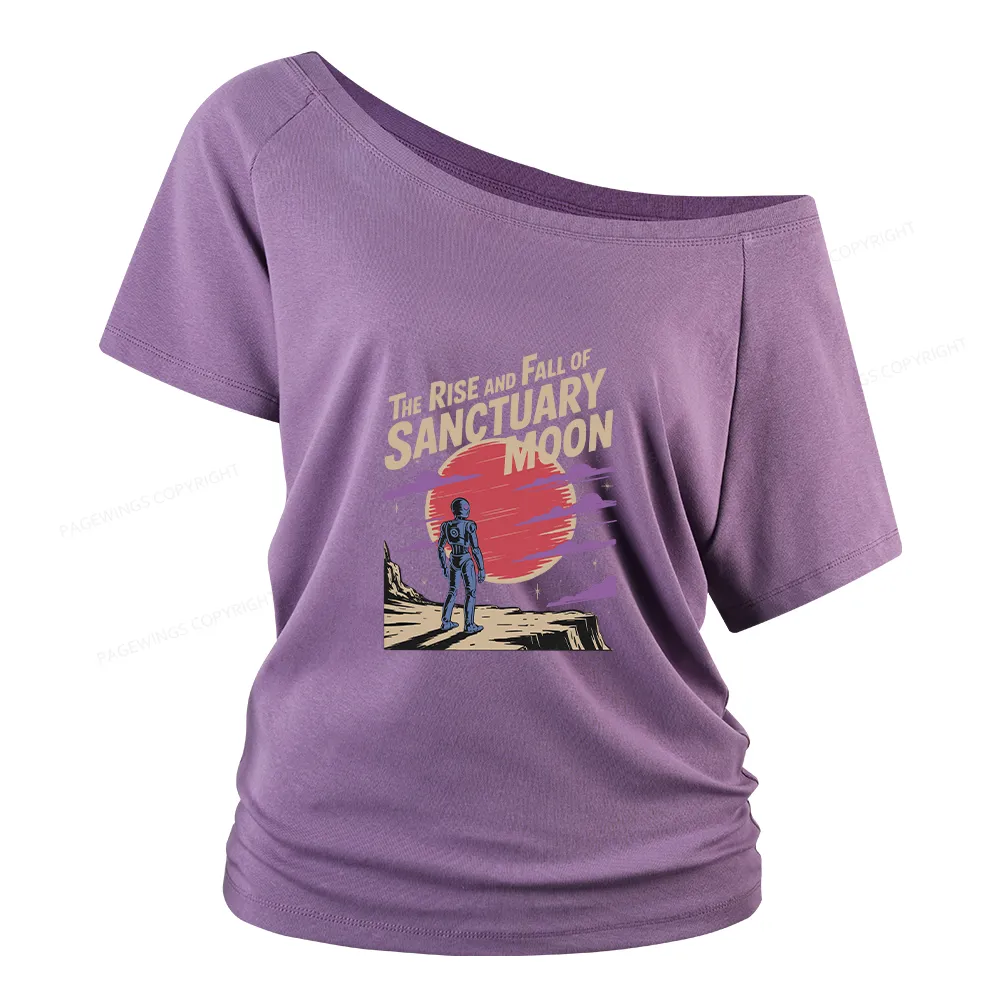 Sunset Cloud Print Off Shoulder T-shirts