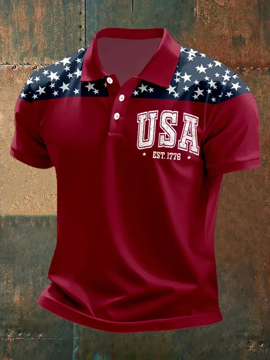 Men's USA 250th Anniversary Print Polo Shirt
