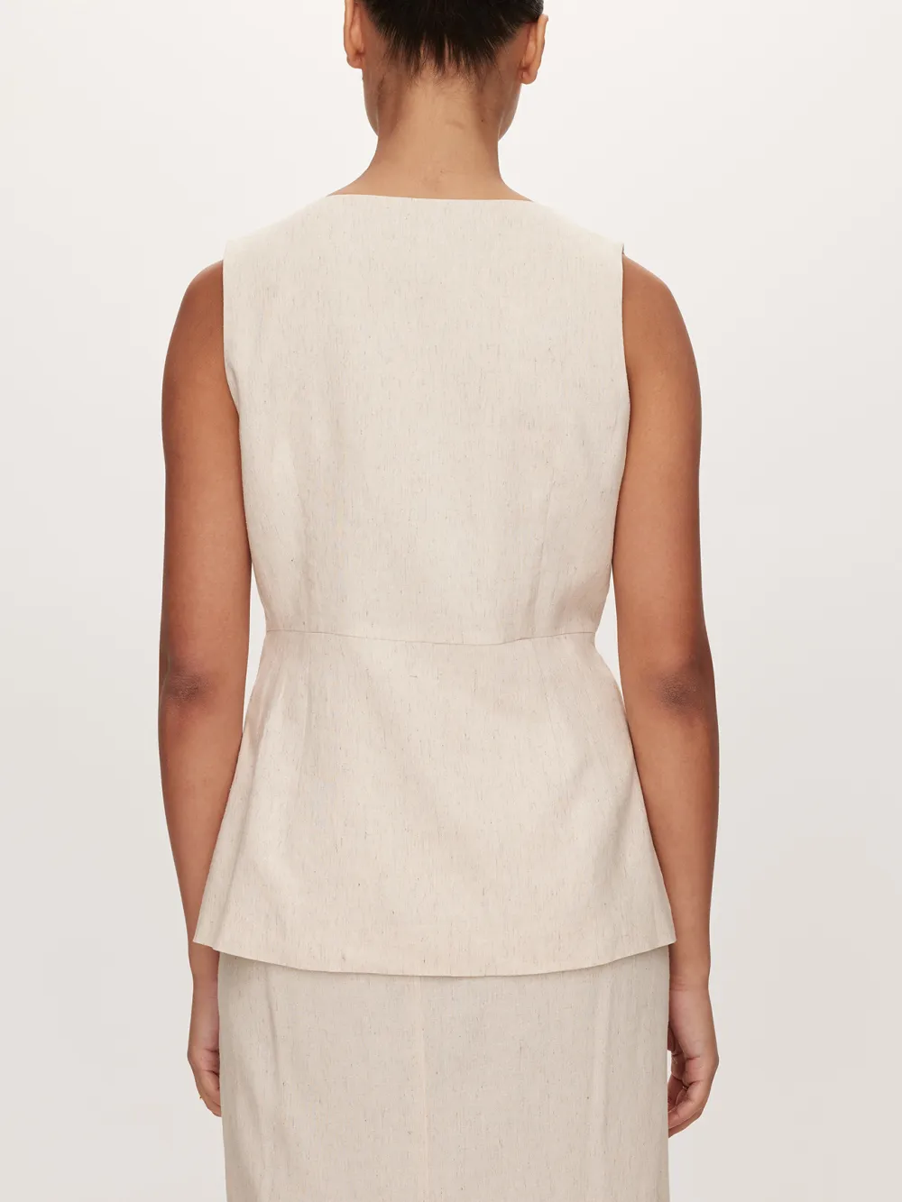 Linen Blend Long Vest