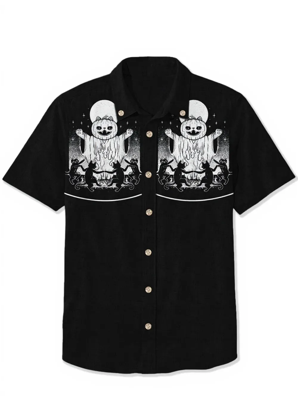 Meowgical Pumpkin Ghost And Cat - 100% Cotton Shirt