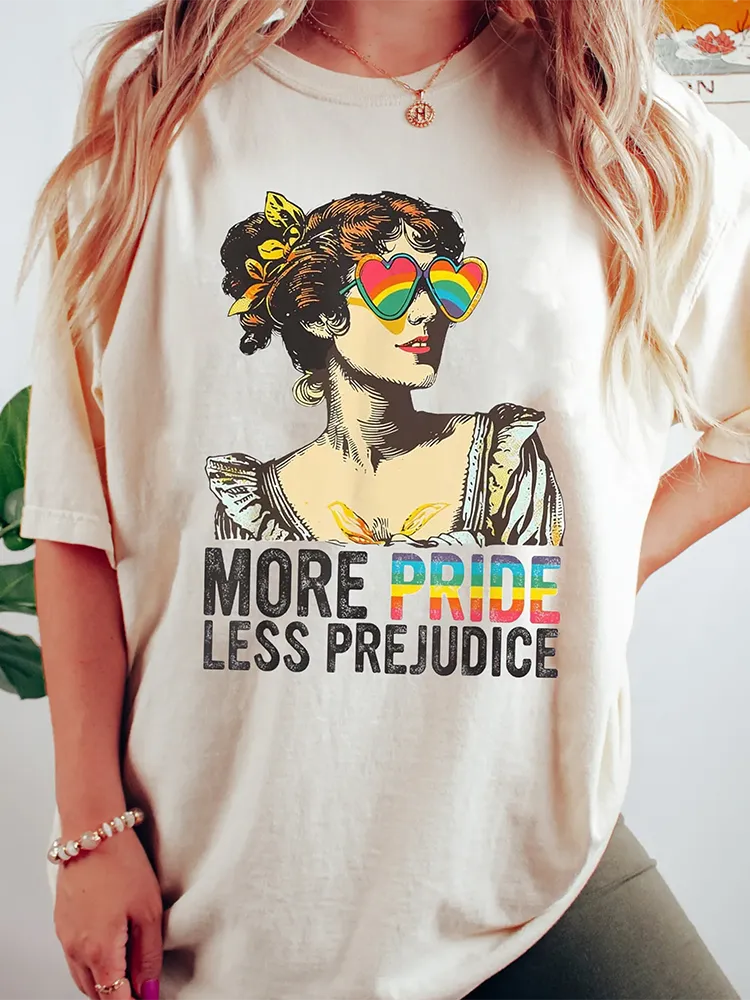 Women'S More Pride Less Prejudice Short Sleeve Round-Neck T-Shirt
