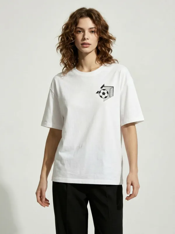 Women's Soccer Fan Goal Net Printed T-shirt