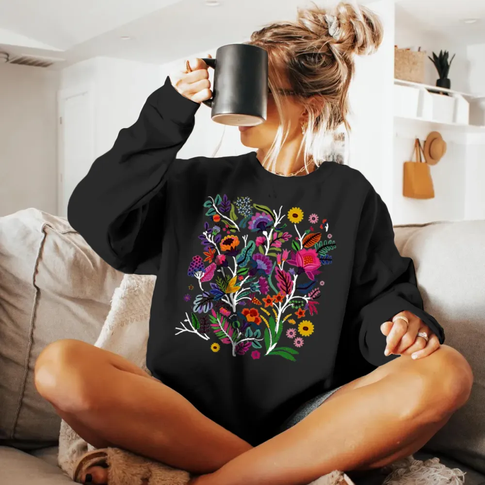 Vibrant Wildflower Printed Sweatshirts