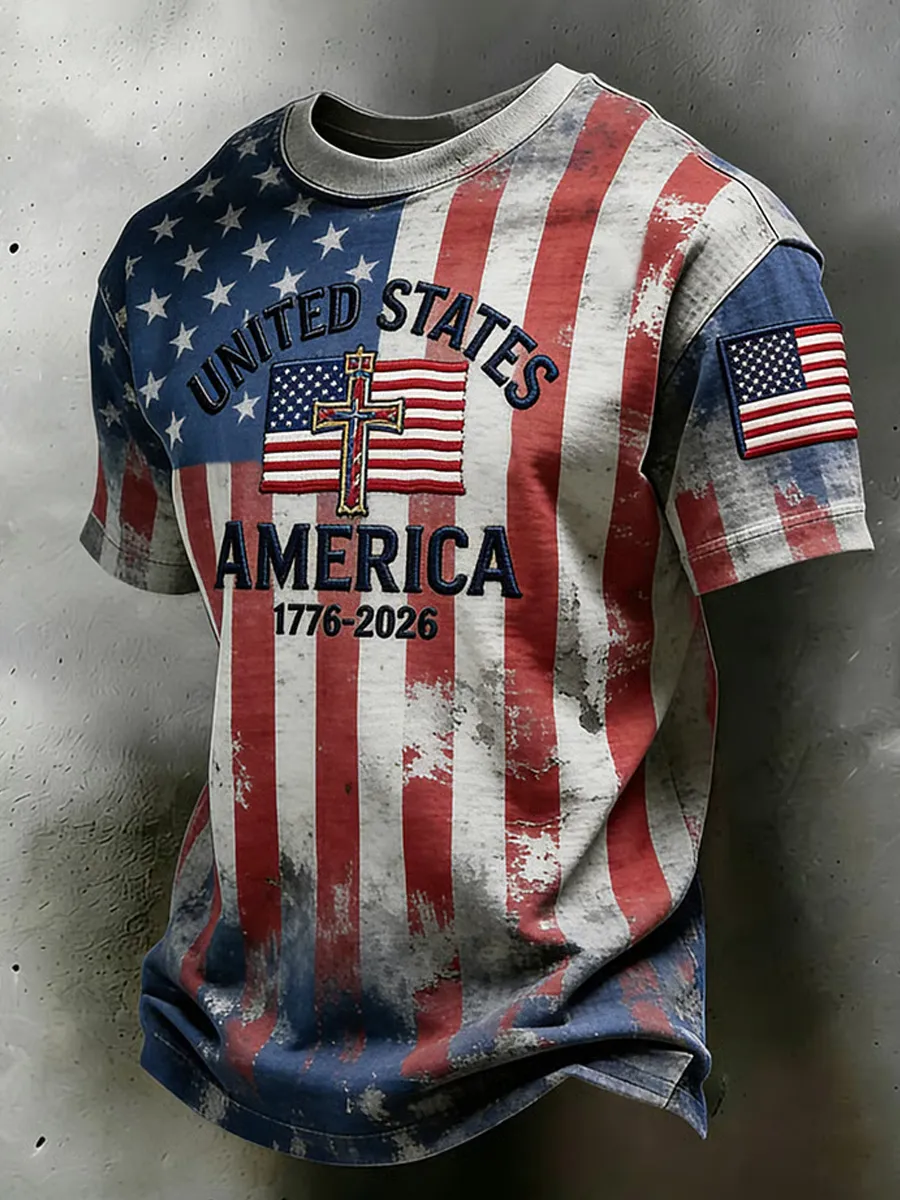 Men's American Anniversary Waffle-Knit Short-Sleeve T-Shirt