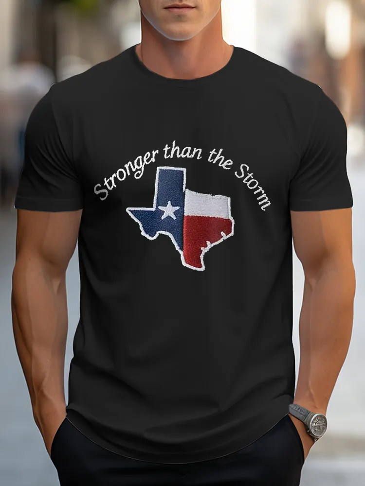 Men'S Casual Style Srong Than The Storm Simple Round Neck Slim Fit T-Shirt