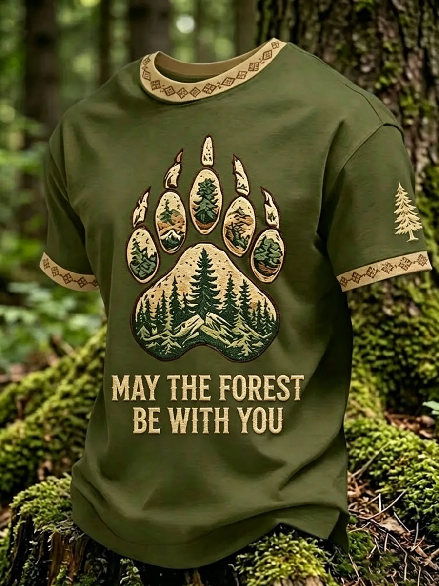 Men's May The Forest Be With You Printed Casual T-Shirt