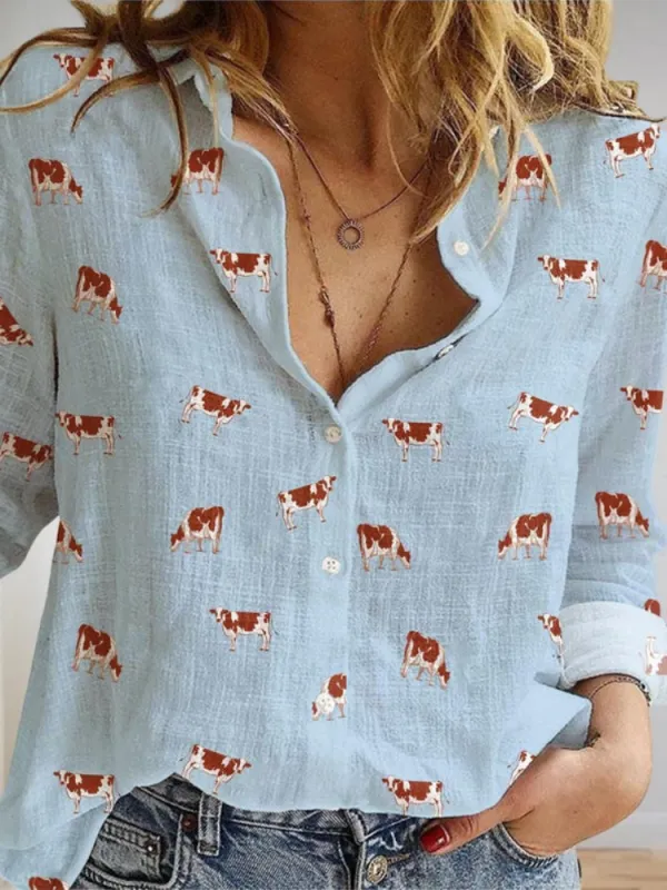 Cow Pattern Long Sleeve Shirt