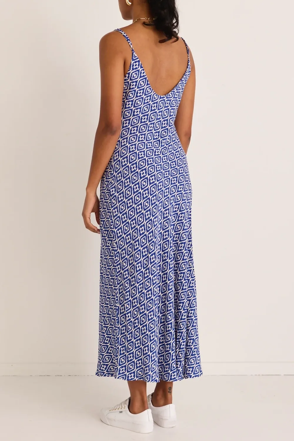 Blue Print Slit Maxi Dress