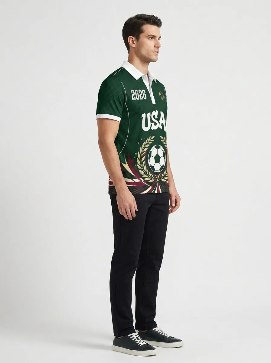 Men's USA 2026 Soccer Print Polo Shirt