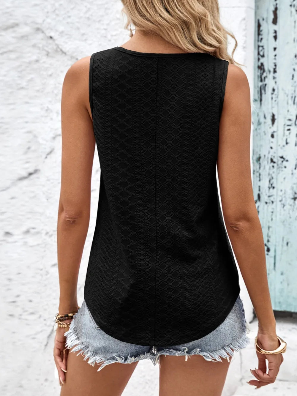 Wide Leg Eyelet Tank Top - POWERINMELANIN