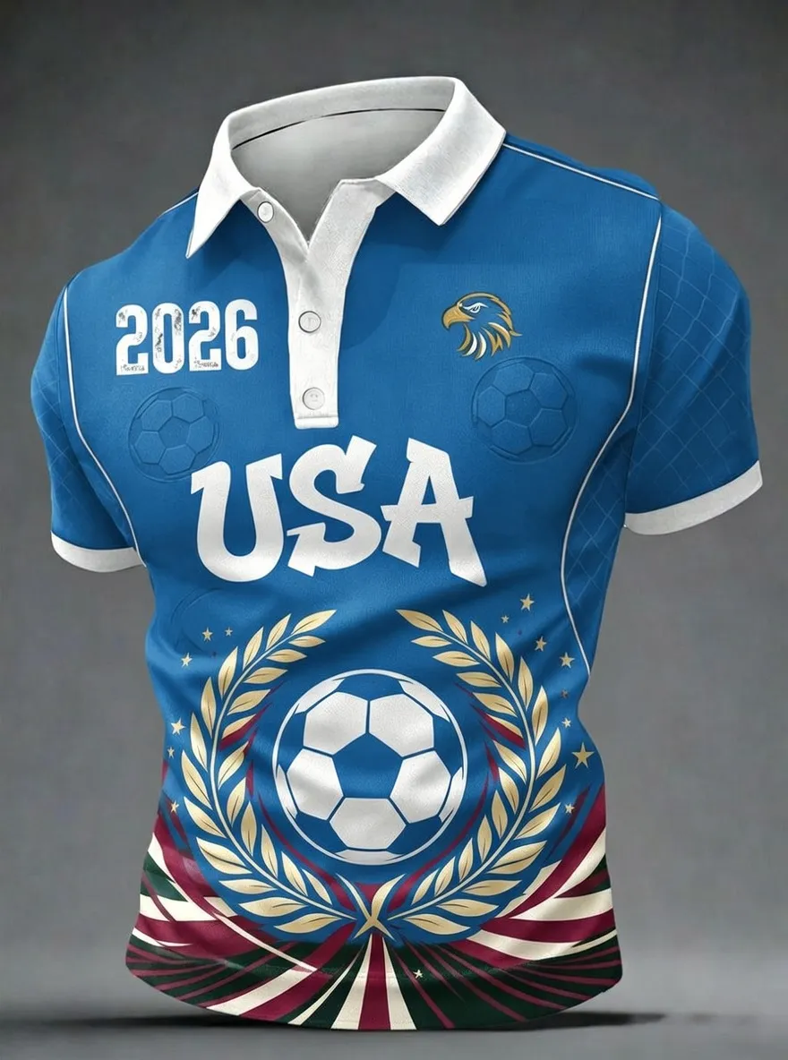 Men's USA 2026 Soccer Print Polo Shirt