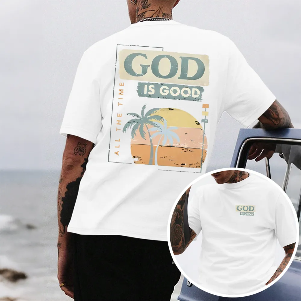 Tropical Sunset Faith Themed Graphic T-Shirt