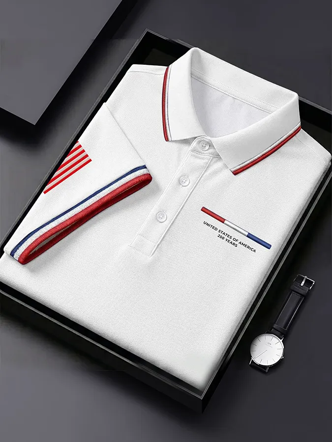 Men's Independence Day patriotic printed polo shirt