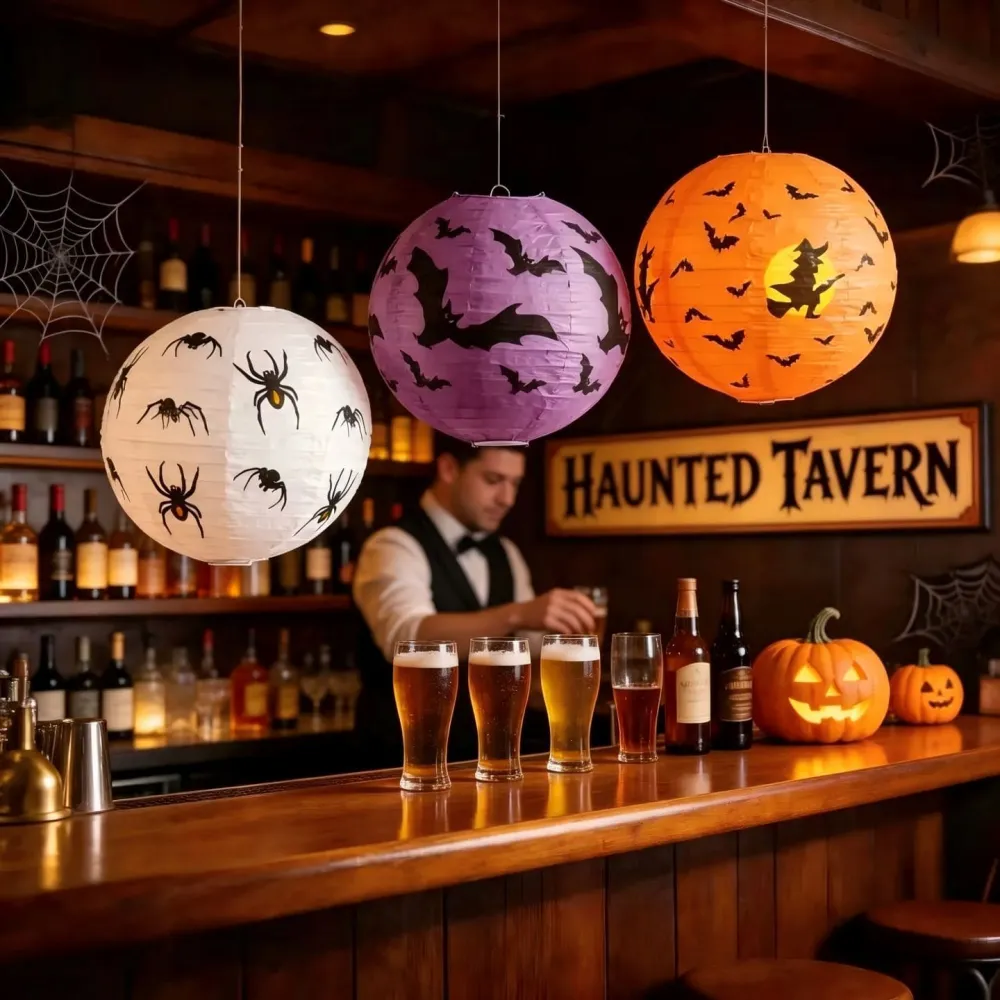 2026 Halloween Pumpkin Paper Lantern Decorations Party Setup（26*26*0.3CM)