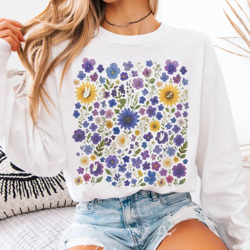 Sunflower Wildflowers Long Sleeve Shirt