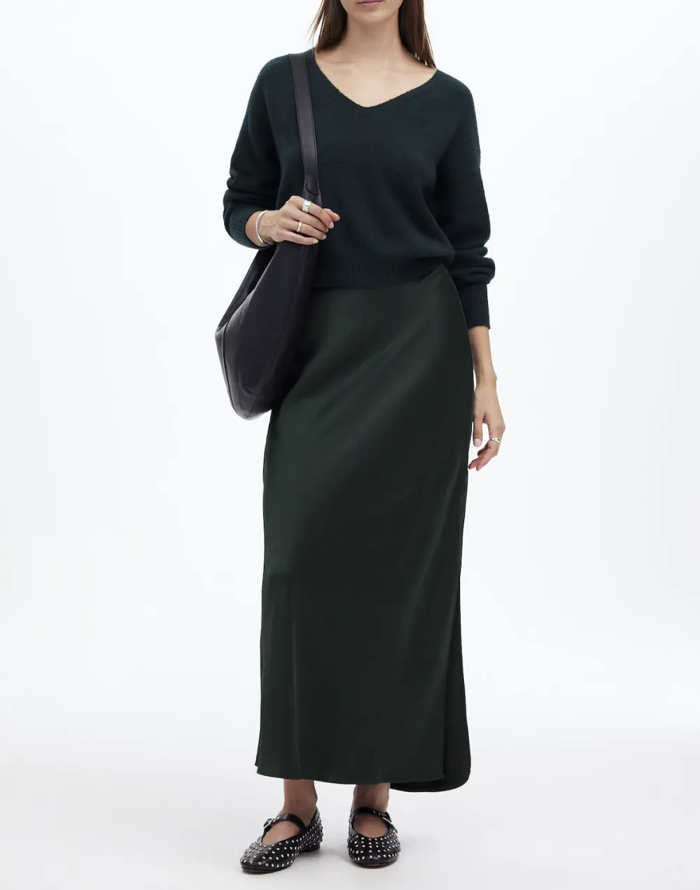 Elegant Satin Wrap Maxi Skirts