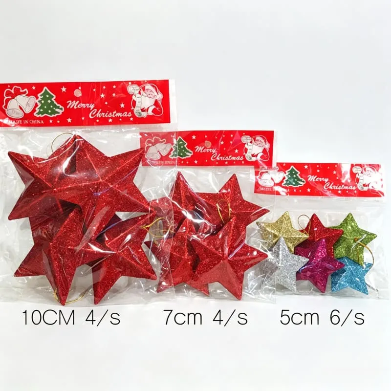 Christmas Glitter Star Christmas Tree Ornament Party Decoration