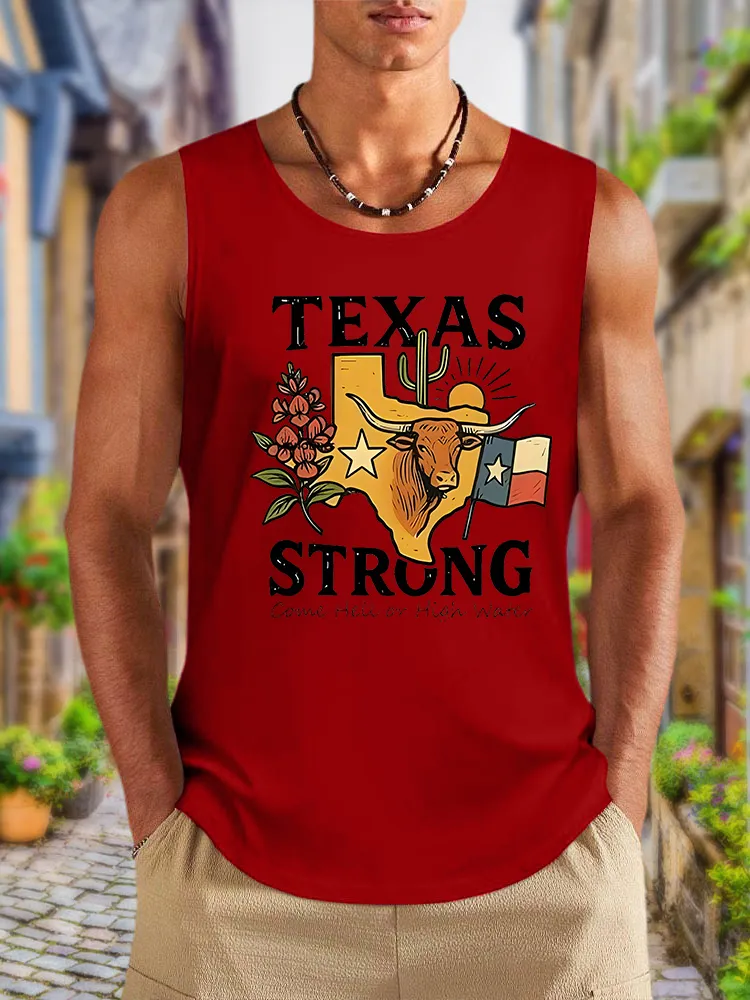 Men'S Simple Style Texas Strong Leisure Crew Neck Vest