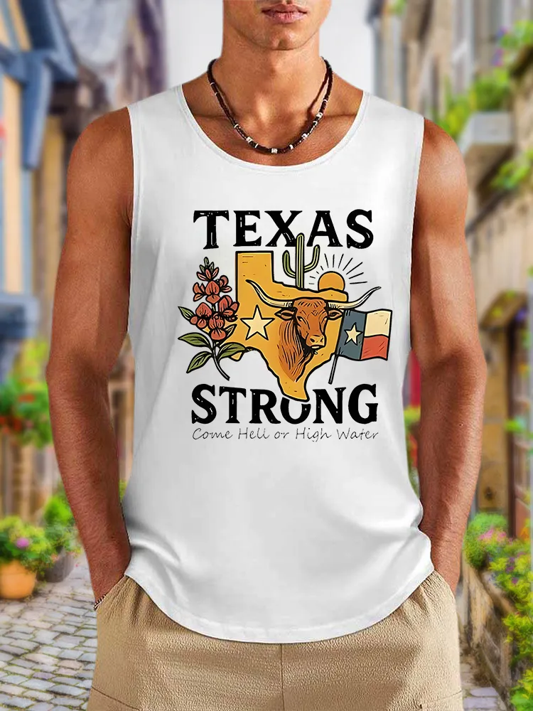 Men'S Simple Style Texas Strong Leisure Crew Neck Vest