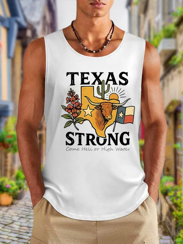 Men'S Simple Style Texas Strong Leisure Crew Neck Vest